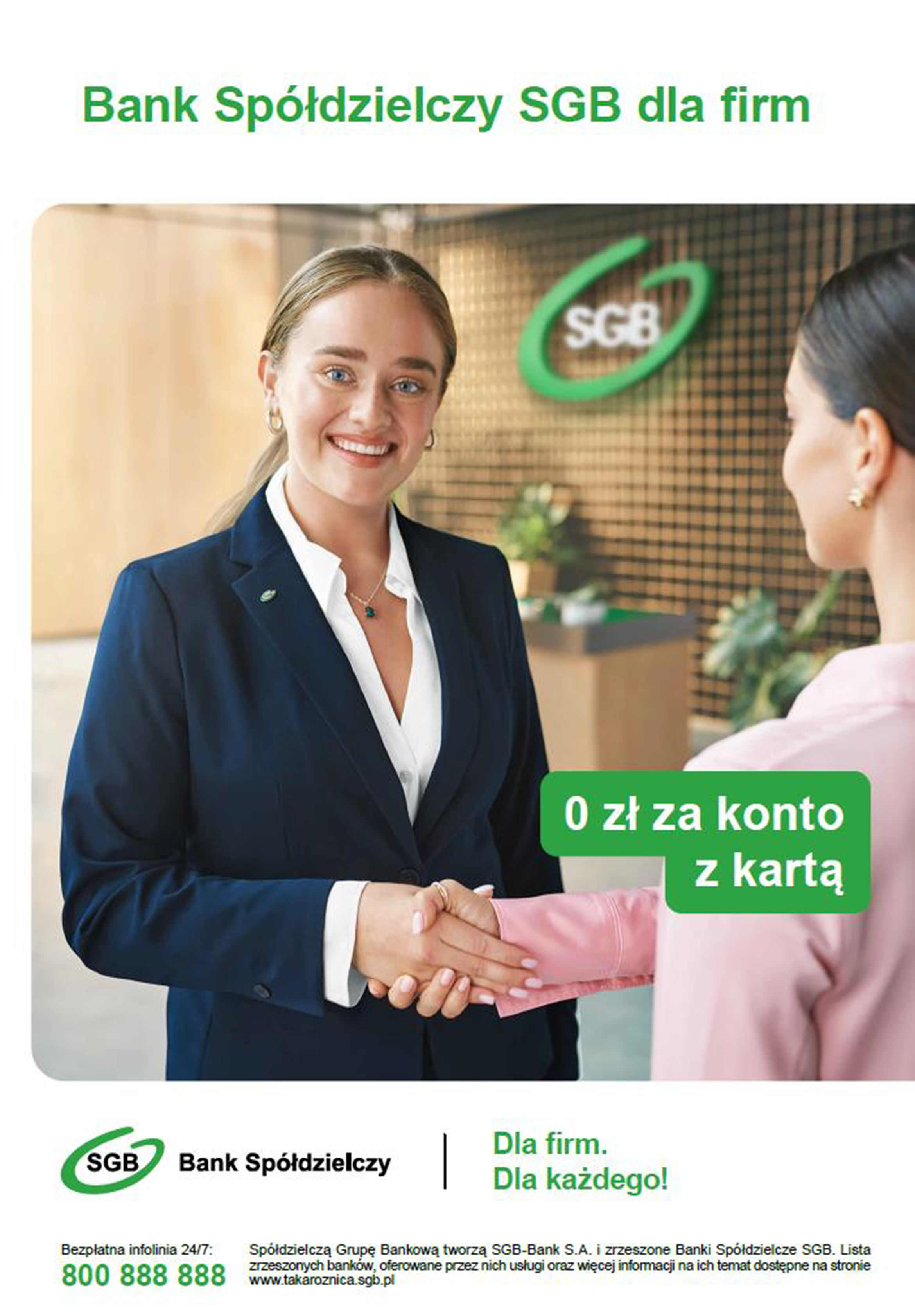 Bank Spółdzielczy SGB – 0 zł za konto z kartą